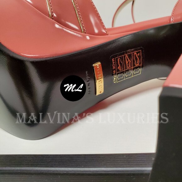 GUCCI SHOES MEDEA PLATFORM SANDALS RED PINK LEATHER sz 38.5 8.5 - Picture 8 of 10